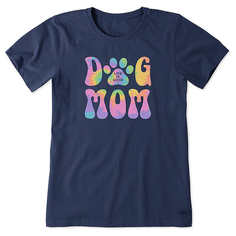 Life Is Good Women's Groovy Tie Dye Dog Mom Crusher Tee Shirt 114995 (Life Is Good)