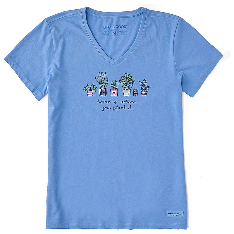 Life Is Good Women's Home is Where you Plant it Short Sleeve Vee Shirt 108013 (Life Is Good)