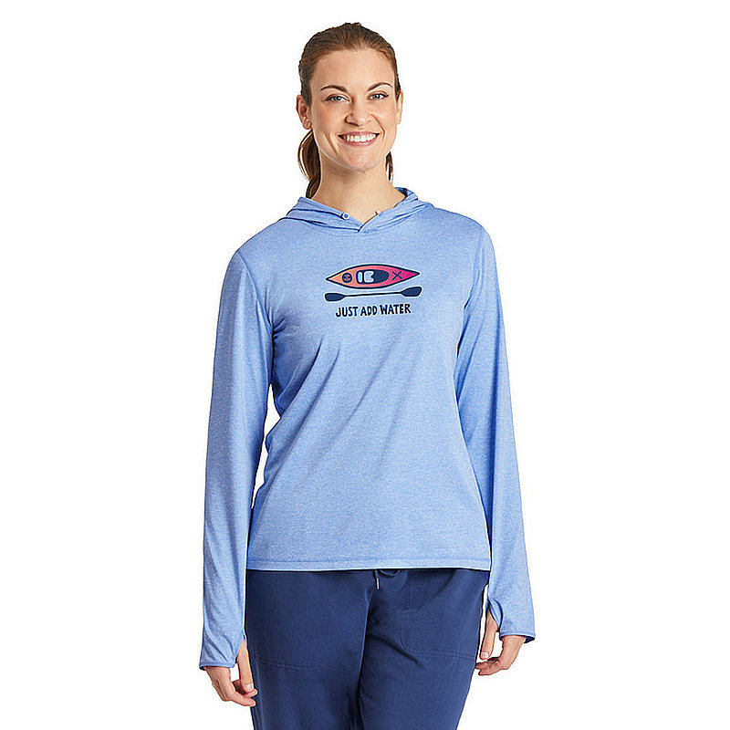 Life Is Good Women's Just Add Water Kayak and Paddle Long Sleeve Active Hooded Tee 99634 (Life Is Good)