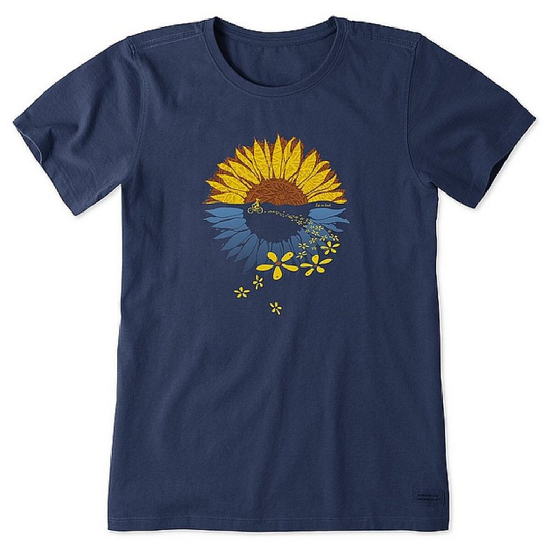 Life Is Good Women's Macro-Micro Sunflower Bike Ride Short Sleeve Tee Shirt 112902 (Life Is Good)