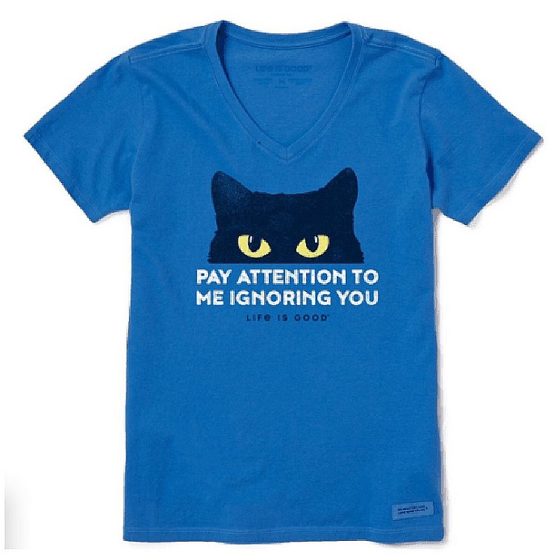 Life is good Women's Pay Attention Cat Eyes Crusher Vee Shirt 71914 (Life is good)