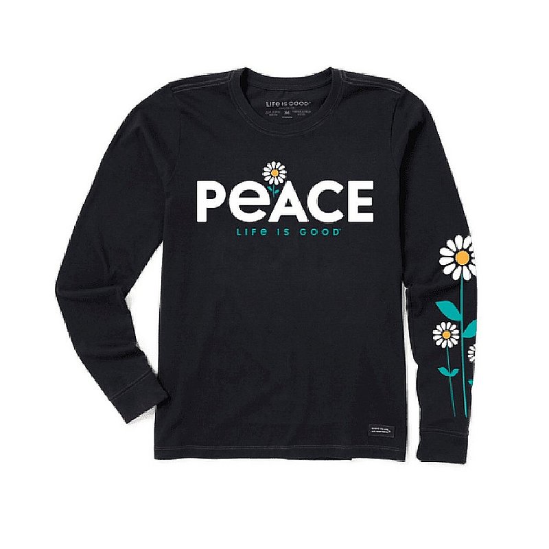 Life is good Women's Peace Daisies Long Sleeve Crusher Tee JET BLACK S 73435 (Life is good)