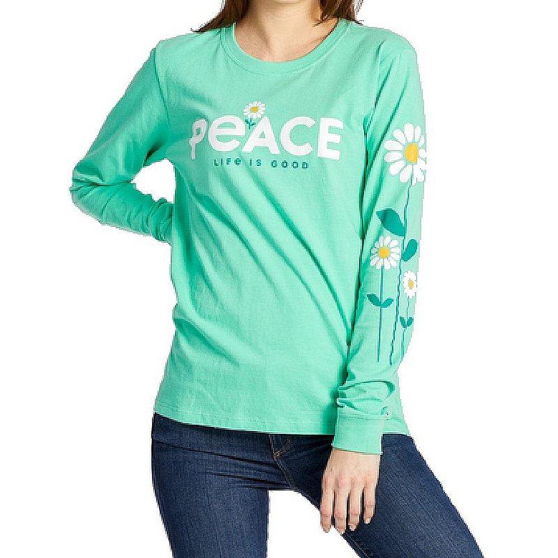Life is good Women's Peace Daisies Long Sleeve Crusher Tee Spearmint Green XS 65200 (Life is good)