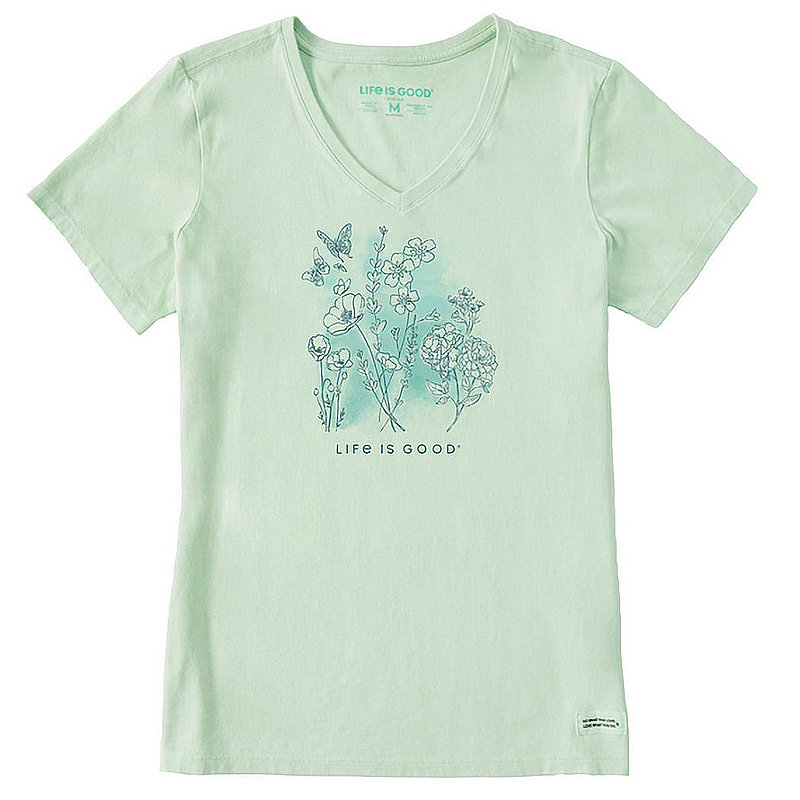 Life Is Good Women's Pen and Ink Flowers Crusher Vee Shirt 99187 (Life Is Good)