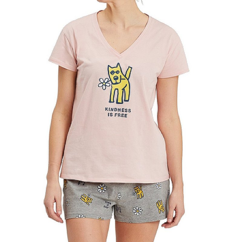 Life is good Women's Rocket Kindness Is Free Snuggle Up Relaxed Sleep Vee Shirt 80970 (Life is good)