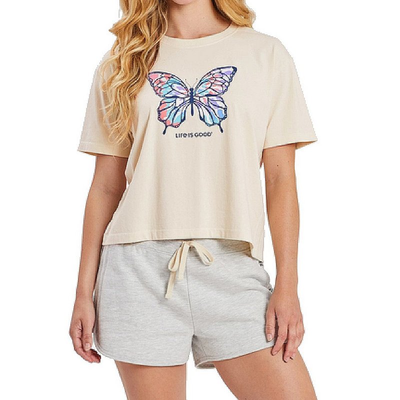 Life is good Women's Tie Dye Butterfly Boxy Crusher Tee Shirt 77671 (Life is good)
