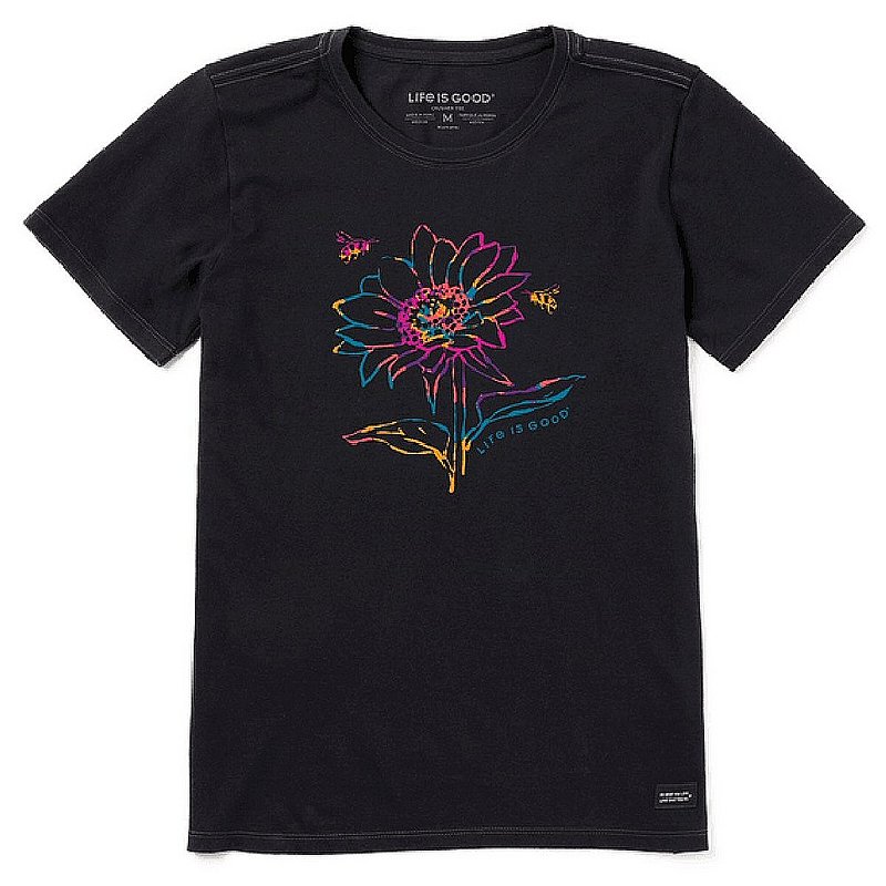 Life Is Good Women's Tie Dye Sunflower Bees Short Sleeve Tee Shirt 111715 (Life Is Good)
