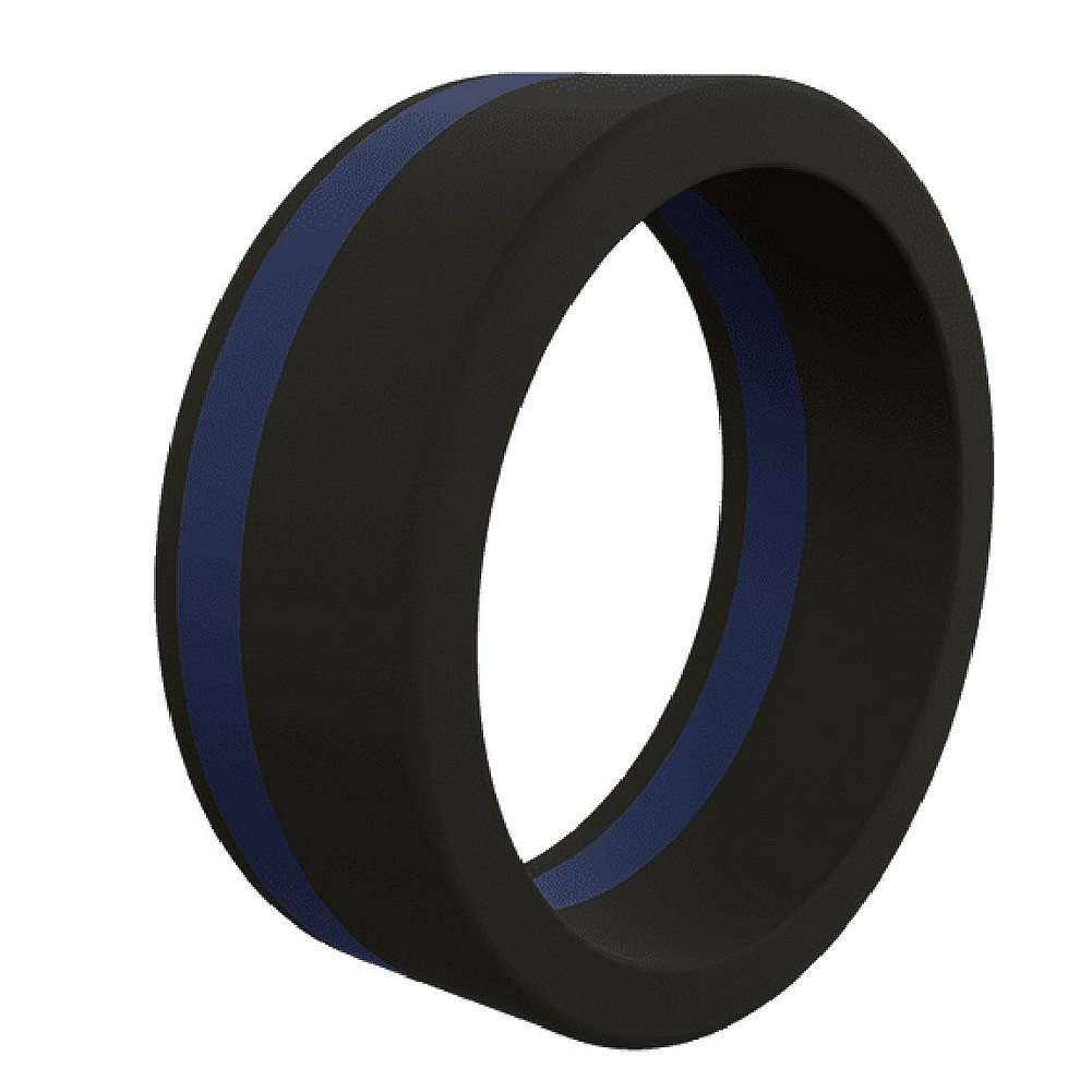 Qalo Corp Men's Thin Blue Line Silicone Ring--Size 9 QS9-MPL09
